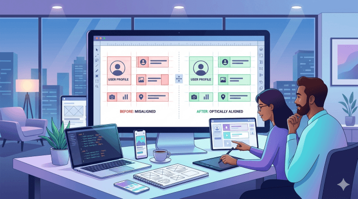  Optical alignment in UI design: How to fix off-center icons