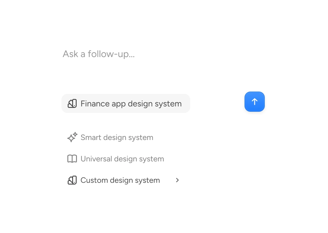 Sistema de diseño personalizado seleccionado en Pixso AI con una biblioteca para una aplicación financiera