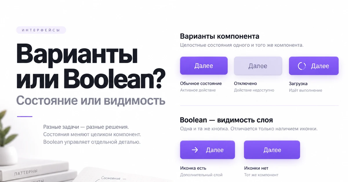 Варианты и булевы свойства: как не раздувать библиотеку компонентов