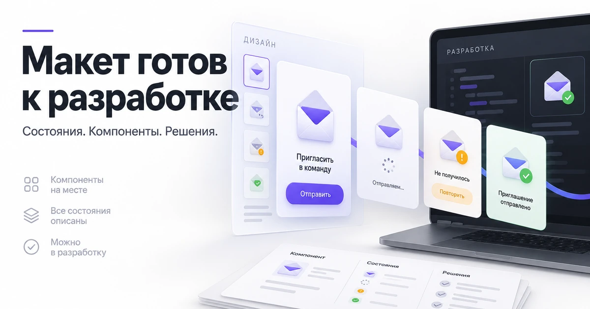 Передача формы приглашения в разработку: загрузка, ошибка и подтверждённый результат