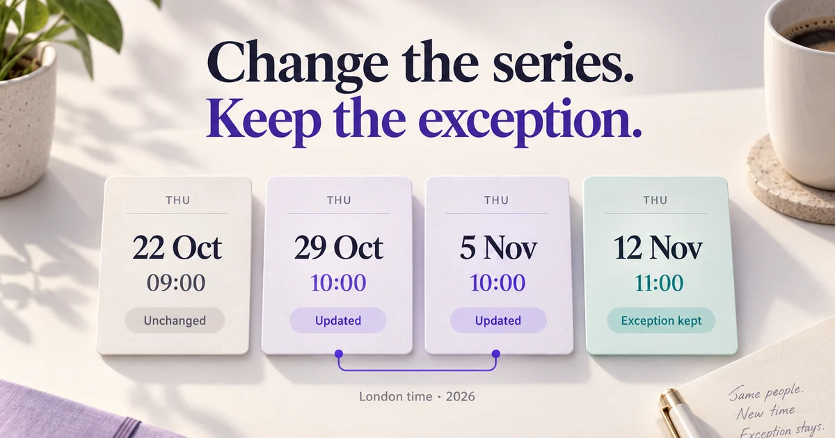 Four Thursday reviews show two updated times, one earlier unchanged date and a November exception kept at 11:00