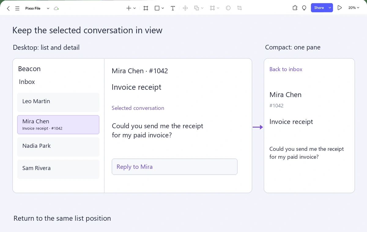 Split-View UI Design: List, Details and Context | Pixso