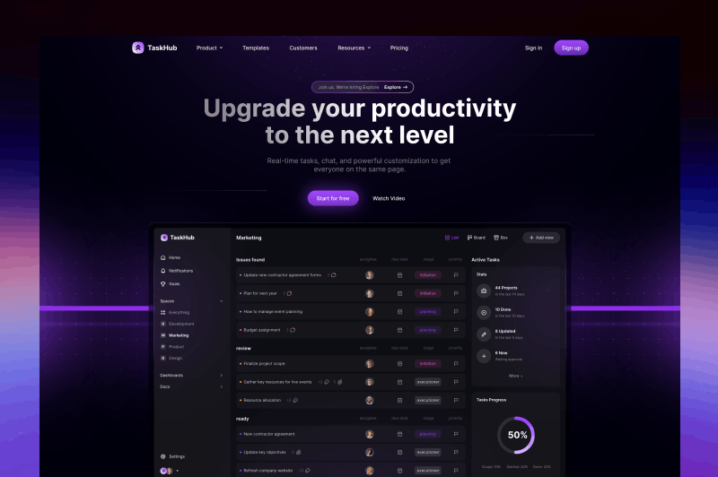 Linear-style web visuals