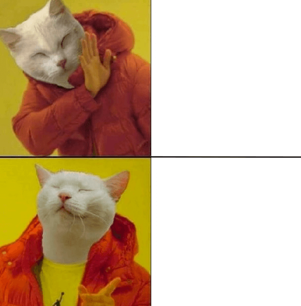 Мем с котом по шаблону Дрейка