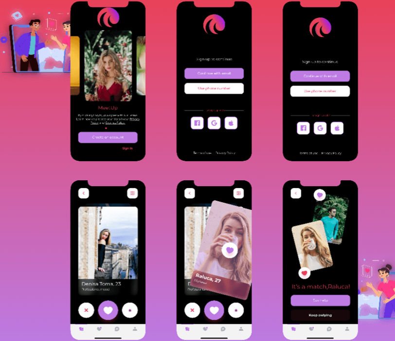 social app UI design example