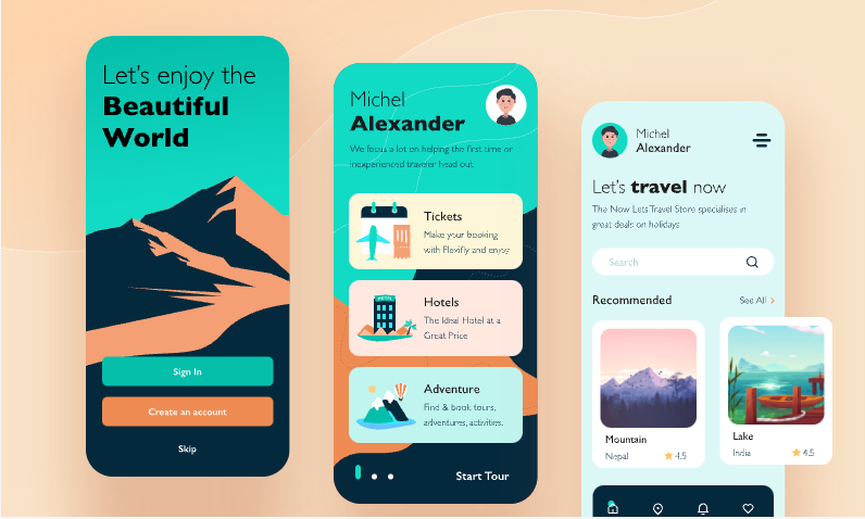 travel app UI design example