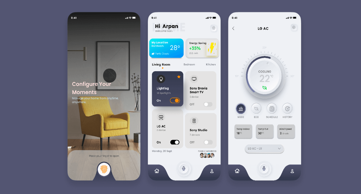 smart home app UI design example