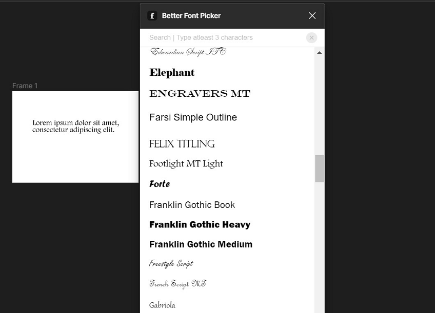 ① Better Font Pickerの参考画像