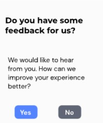 Optional feedback invitation with Yes and No choices