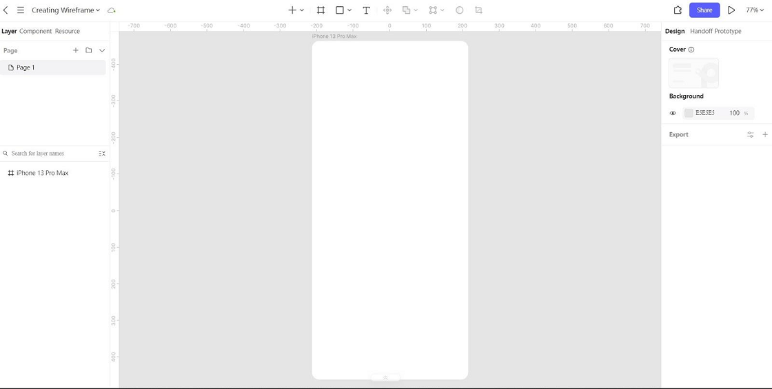 create mobile frame with pixso