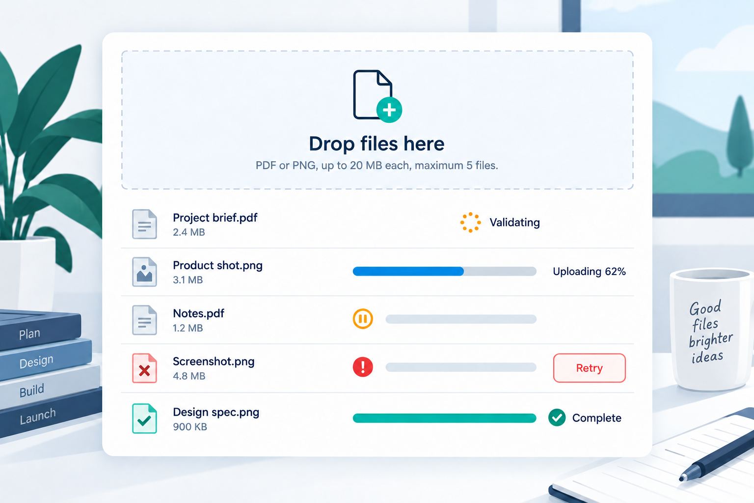 File Upload UI Design: Drag-and-Drop, Progress, Retry, and Errors
