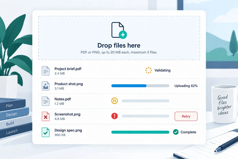  File Upload UI Design: Drag-and-Drop, Progress, Retry, and Errors