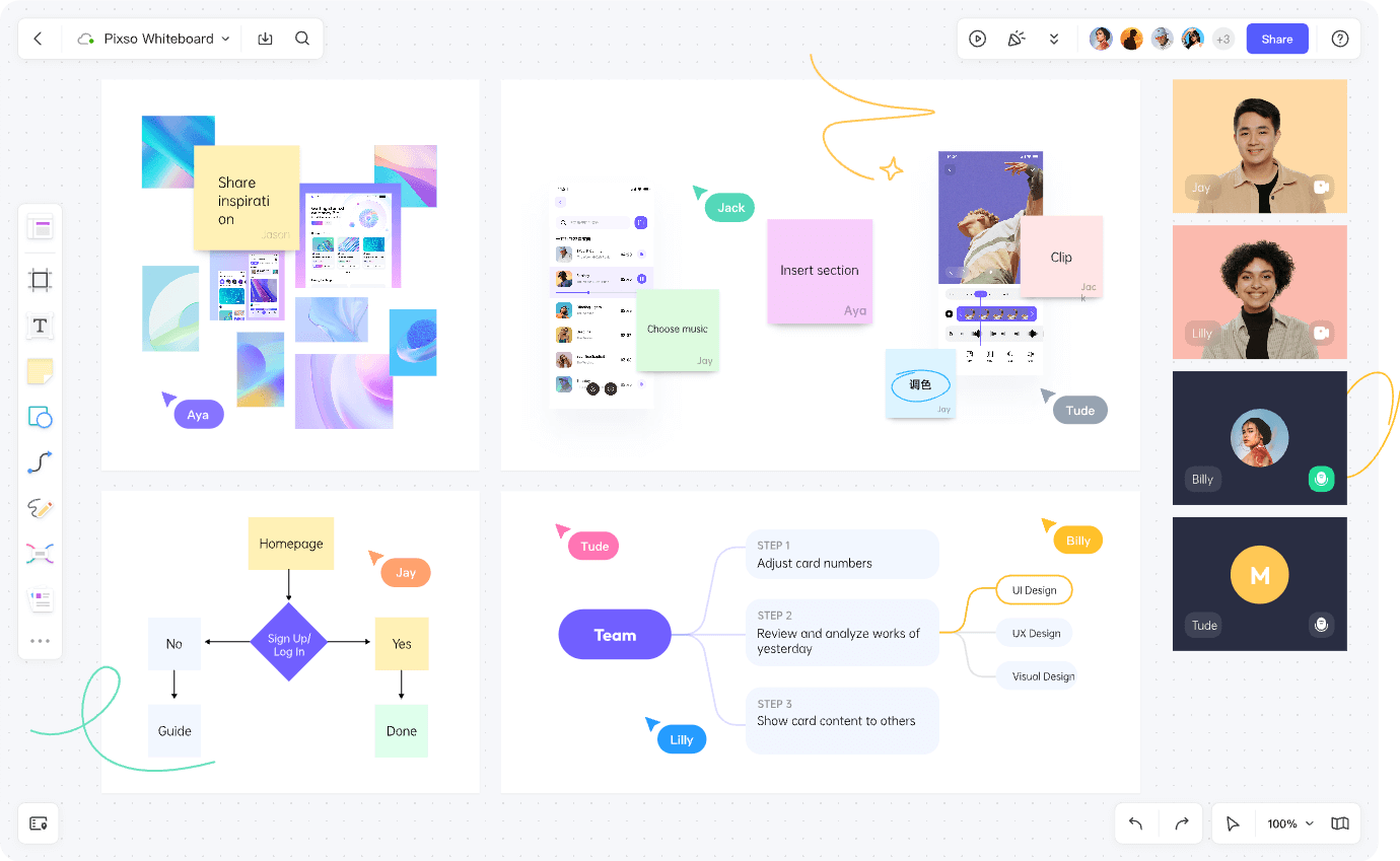 Совместная работа на онлайн-доске Pixso