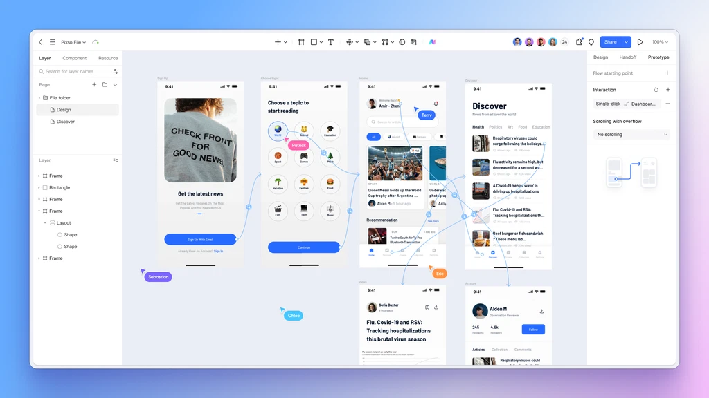 Работа над учебным проектом в Pixso