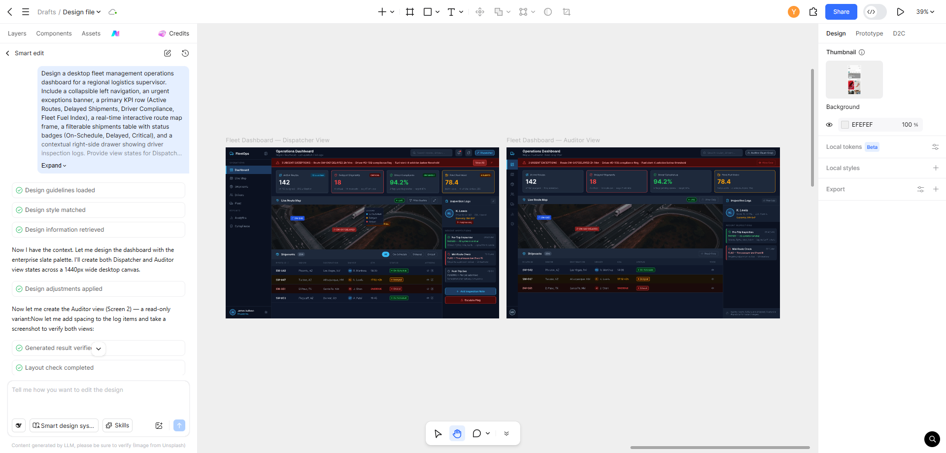 Editable UI generated with Claude Sonnet 4.6 in Pixso