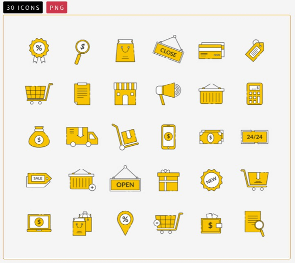 Shopping and cart icon set available in the Pixso community