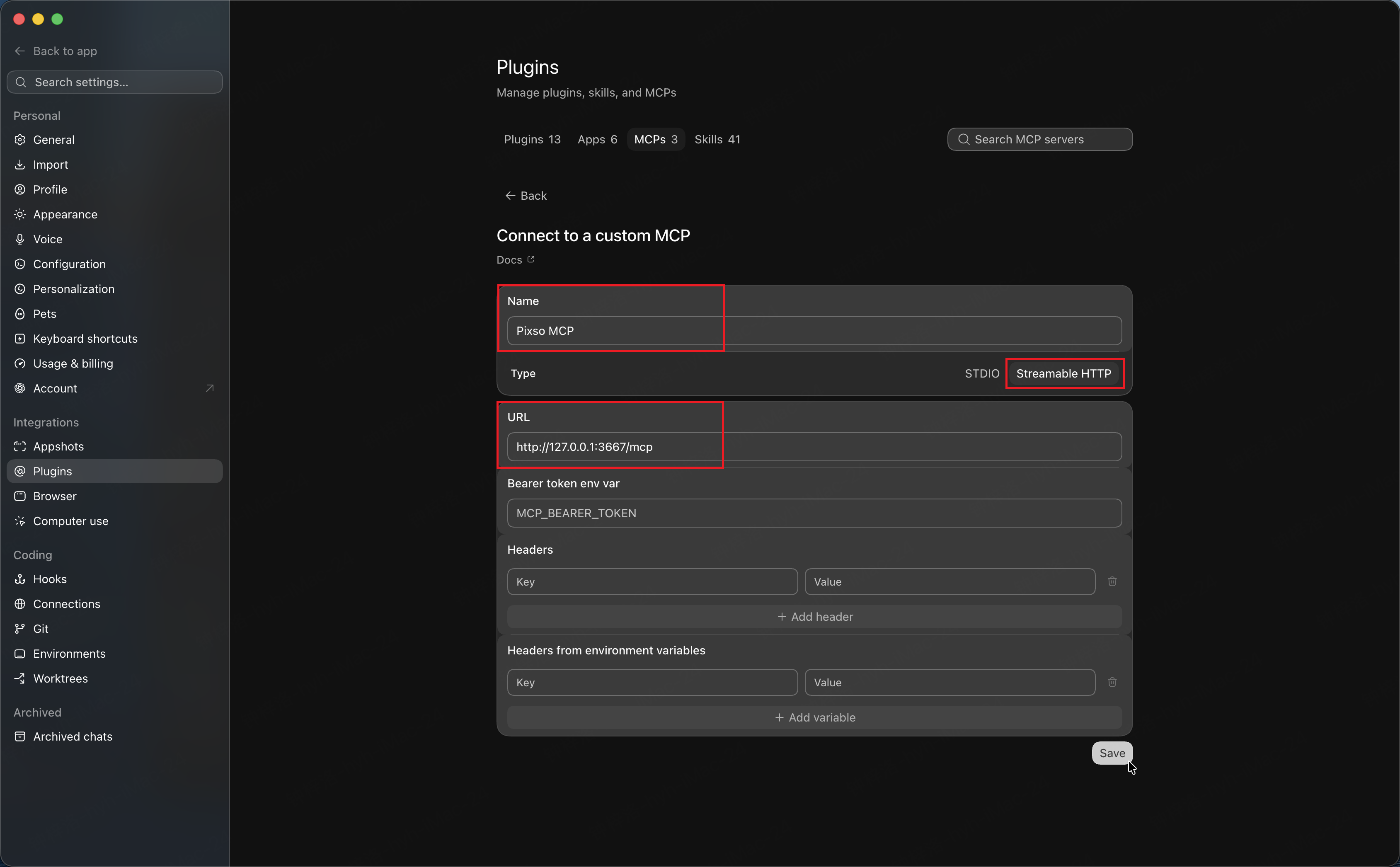 Connect to custom MCP