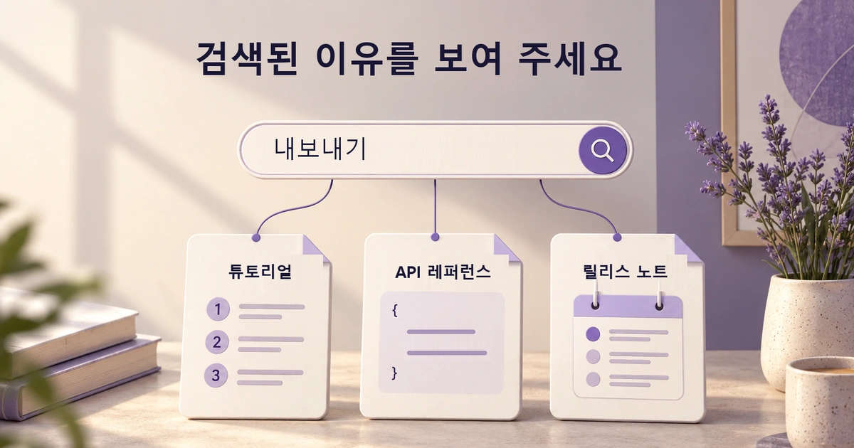 검색 결과 카드 디자인: 검색된 이유를 보여 주세요