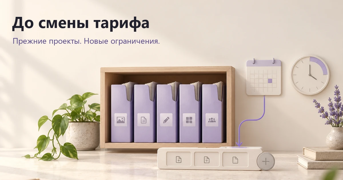 UX снижения тарифа: сроки, лимиты и существующие проекты